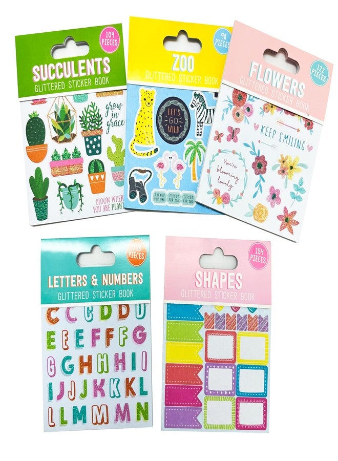 Desecraft 5 Sticker Books Flower Shapes Zoo Letter & Number 800+ Stickers Decorative Sticker for Scrapbooking Kid DIY Arts Crafts Album Bullet Journaling Junk Journal Planners Calendars and Notebook - Image 1